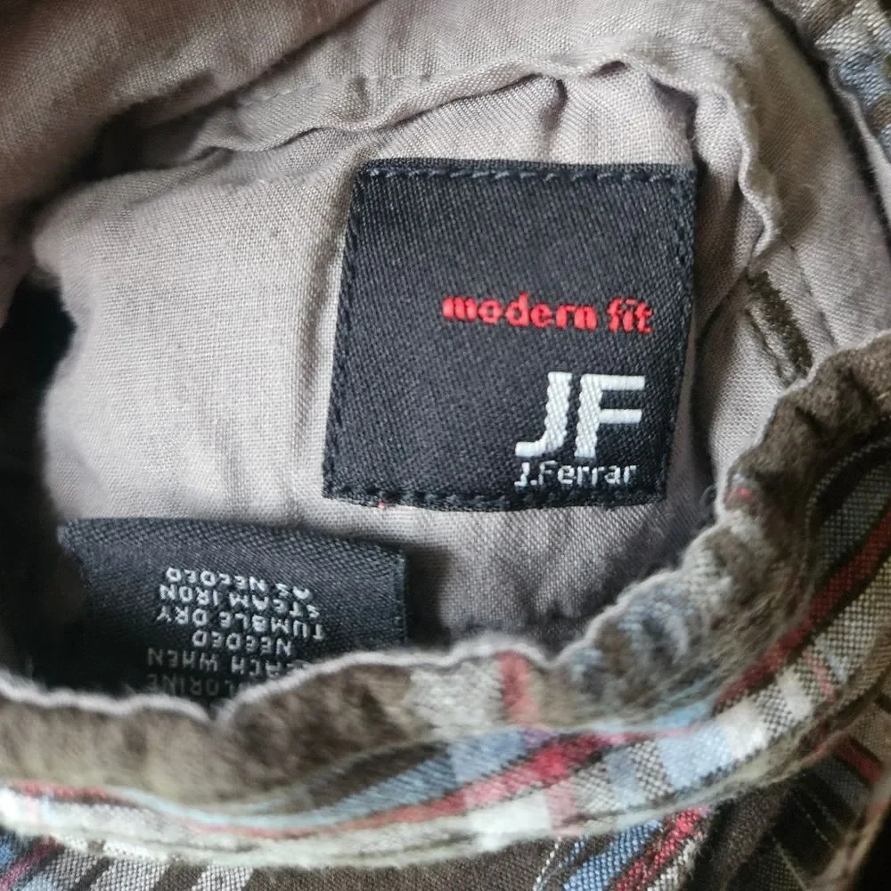 JF J.Ferrar Brown Plaid Cargo Shorts Size 32